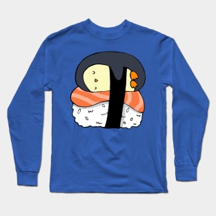 Penguin sleeping over sushi Long Sleeve T-Shirt